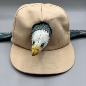 Vintage Tan Eagle Hunting Hat Cotton SnapBack Adjustable Gag Gift